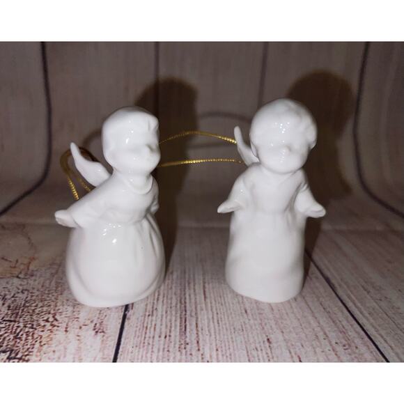 VTG MCM 60’a Pair of Glazed Kissing Angels Figurines Ornaments Christmas Japan - Picture 7 of 13